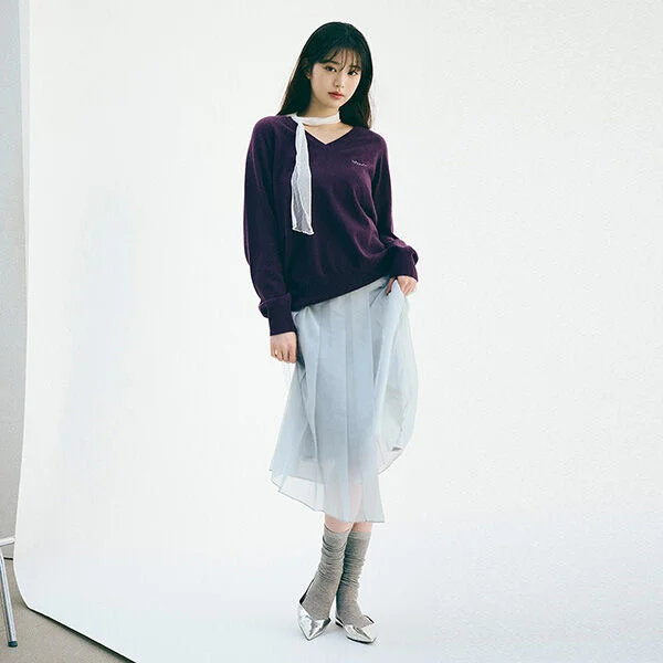 TWO WAY BUTTON PLEATS SKIRT SKY