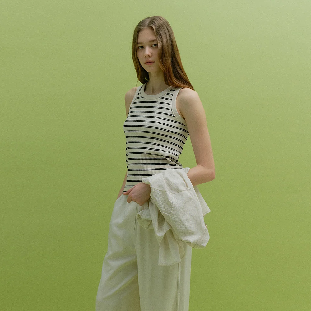 ROUND STRIPE SLEEVELESS (ivory stripe)