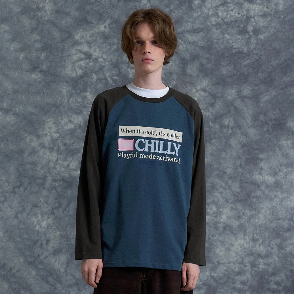 CHILLY RAGLAN LS TEE - STEEL BLUE