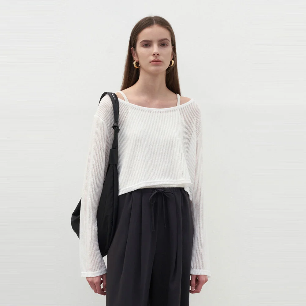 NETTING CROP KNIT_WHITE