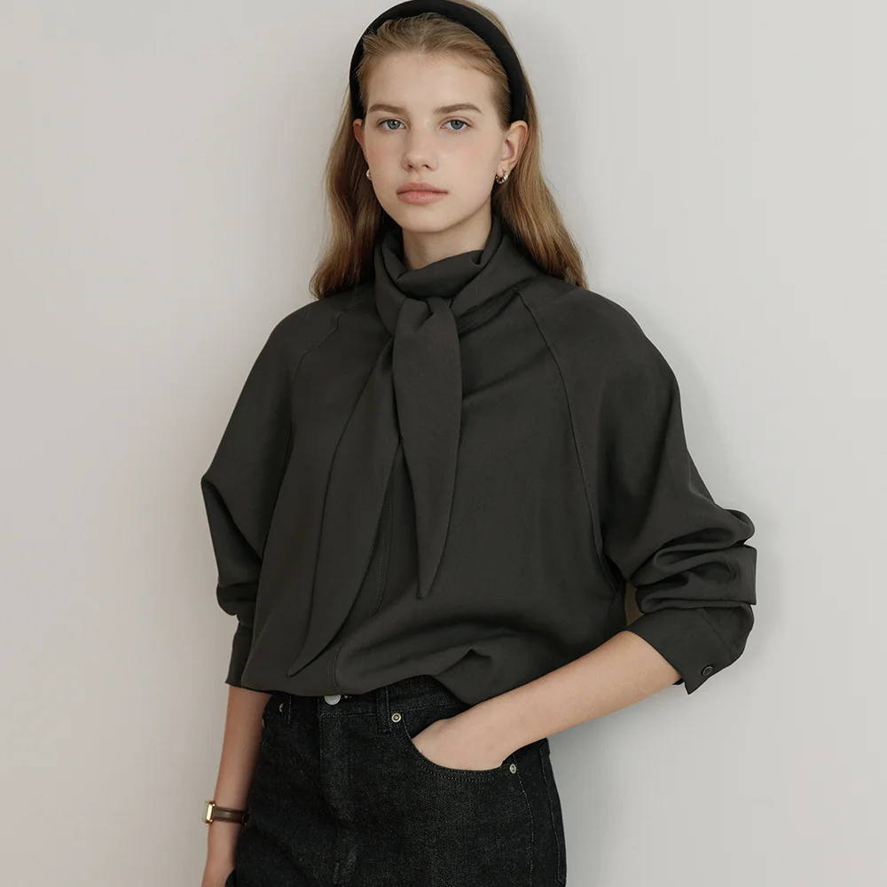 comos 1651 scarf raglan blouse (charcoal)