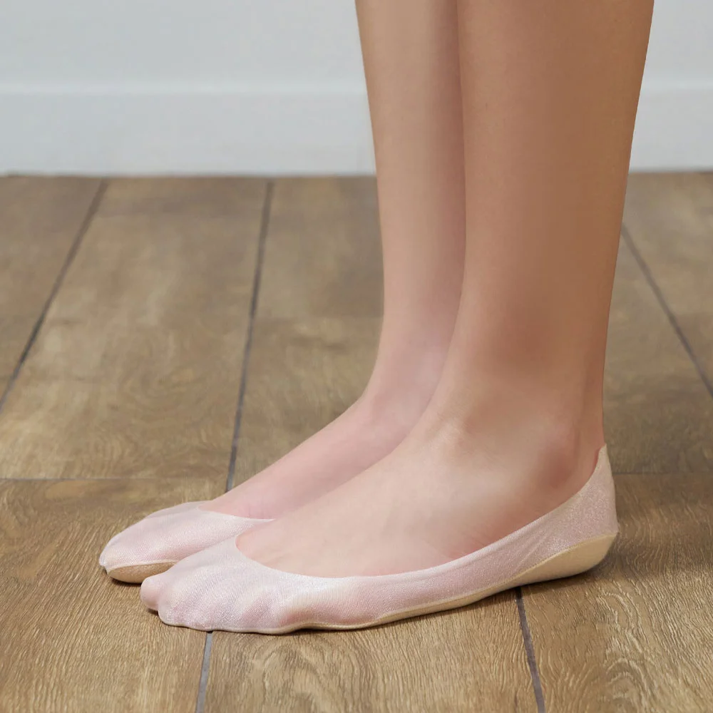 5雙套裝 透視 珍珠 船型襪 女裝 矽膠 Fake Socks 4color