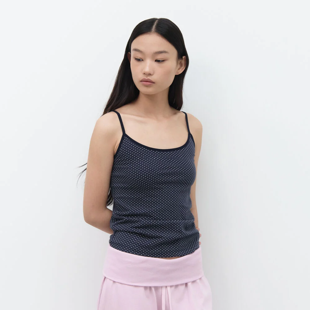 SLIM FIT DOT SLEEVELESS / NAVY