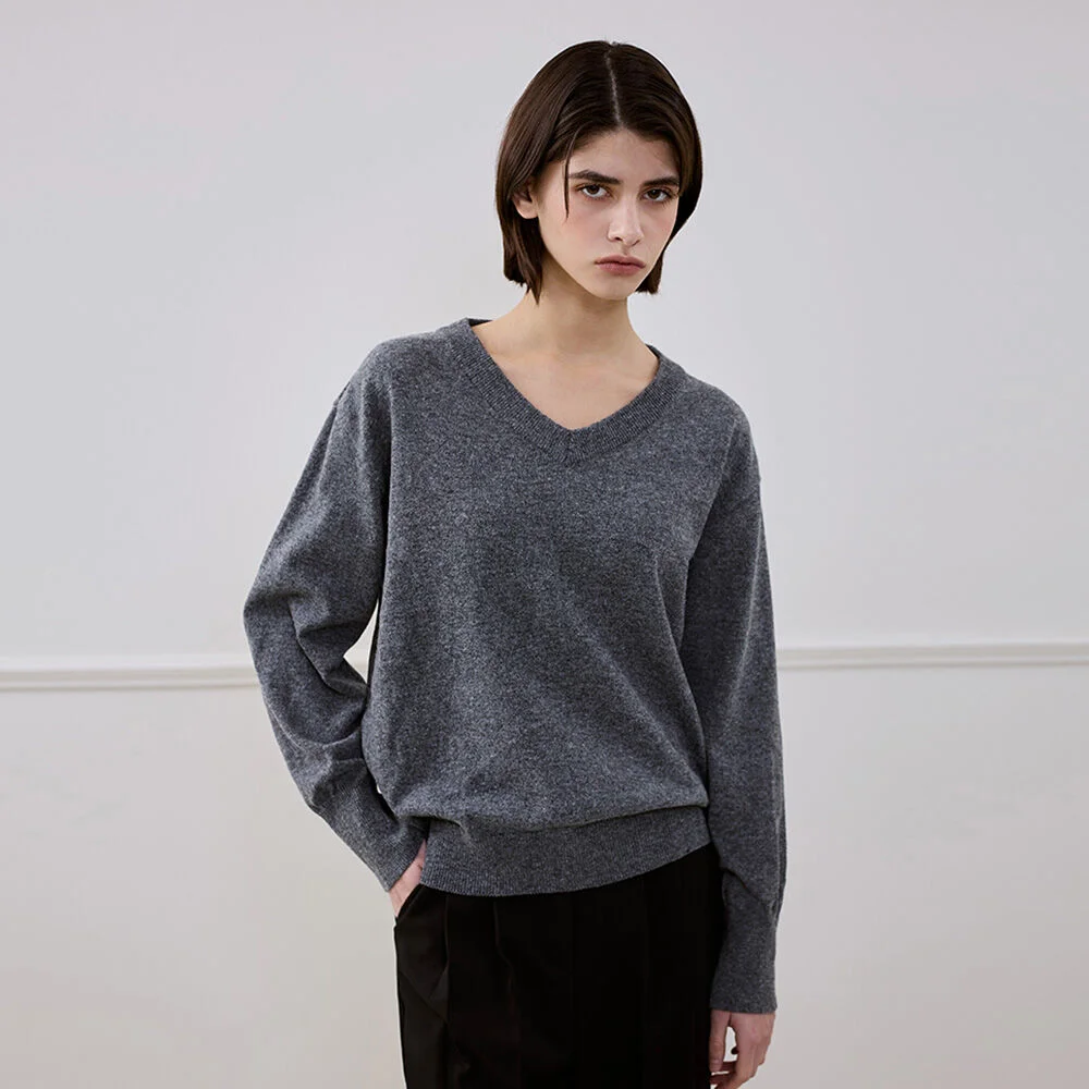 Wool Blended Vneck Knit