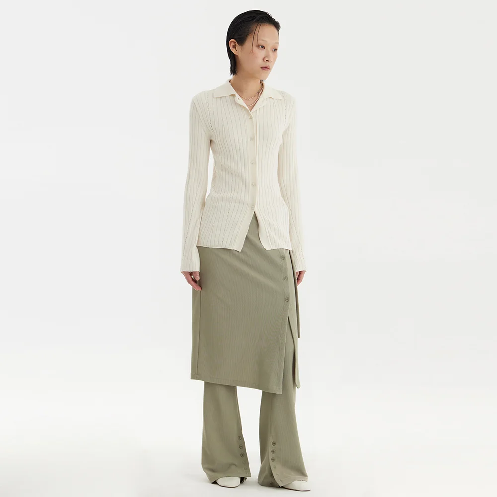 Long-Line Knit Shirt - Ivory