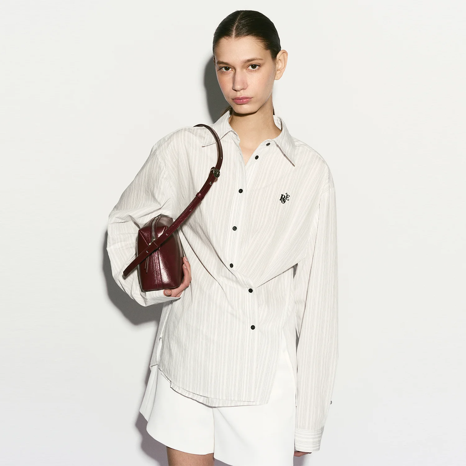 SIDE BUTTON STRIPED SHIRT