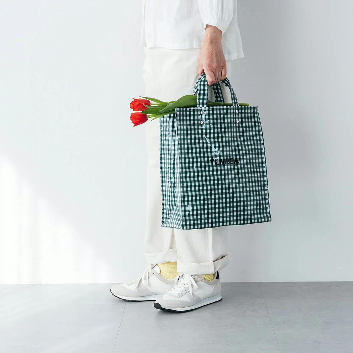 Tembea PAPER TOTE MEDIUM 紙感 托特袋 綠色 格子布