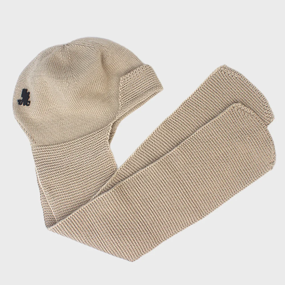 Wool Beige Brim Muffler Beanie 頸巾冷帽套裝
