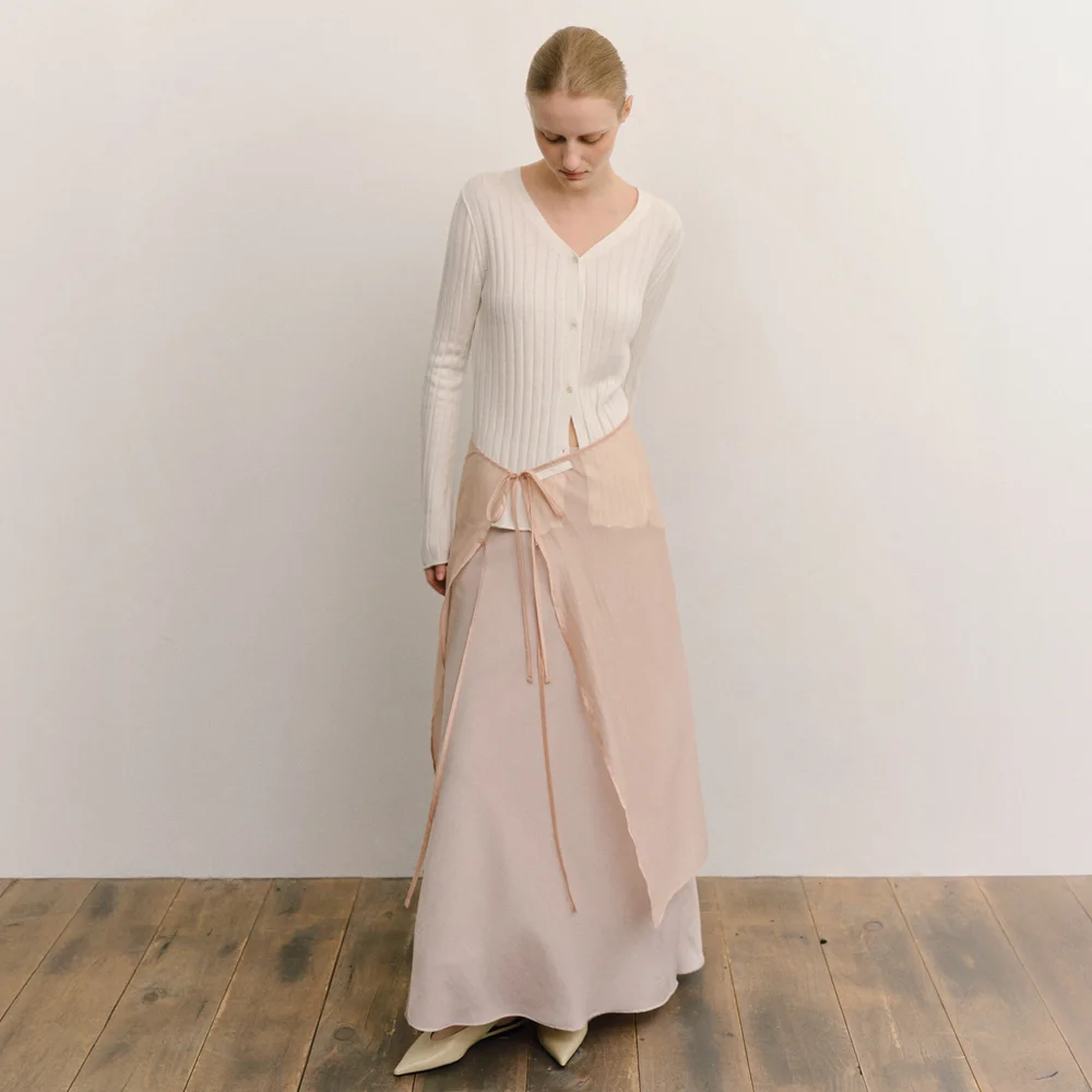 SMOOTH TEXTURE MAXI SKIRT_SAND BEIGE