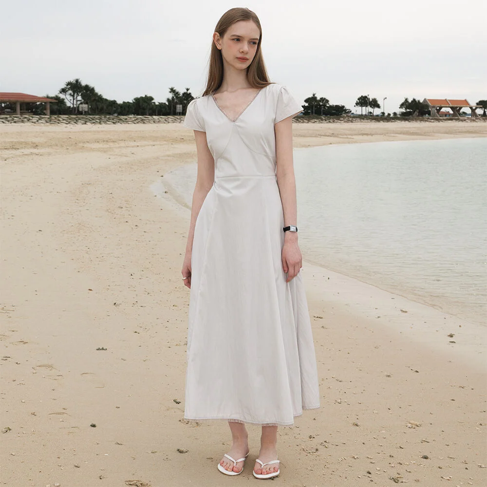 V-Neck Flare Dress