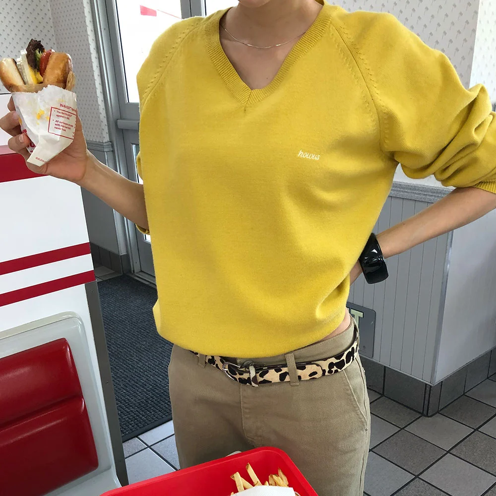 POST V-NECK KNIT (DEEP YELLOW)