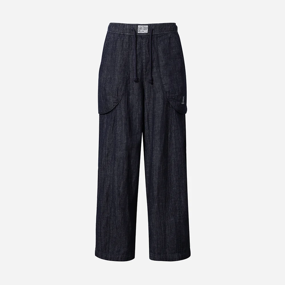 亞麻 牛仔 兔子 褲子(DARK INDIGO)