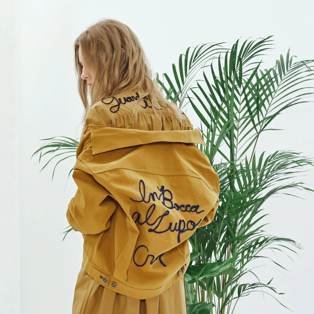 10's Oxford lettered jacket -mustard