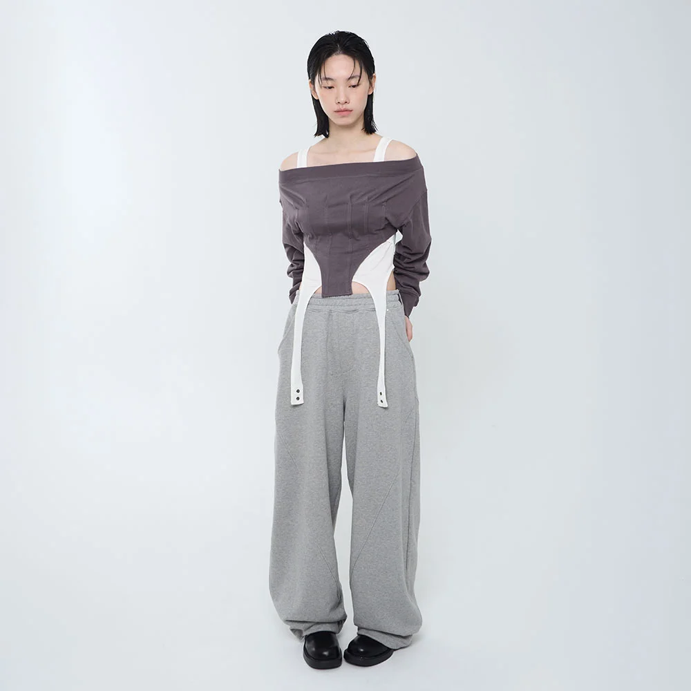 Curved Balloon Sweatpants_Melange