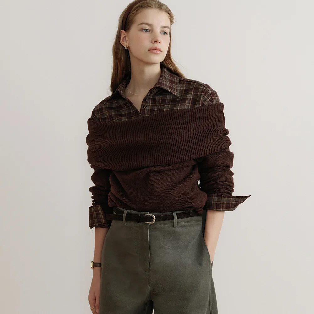 comos 1633 wool off-shoulder knit (wine brown)