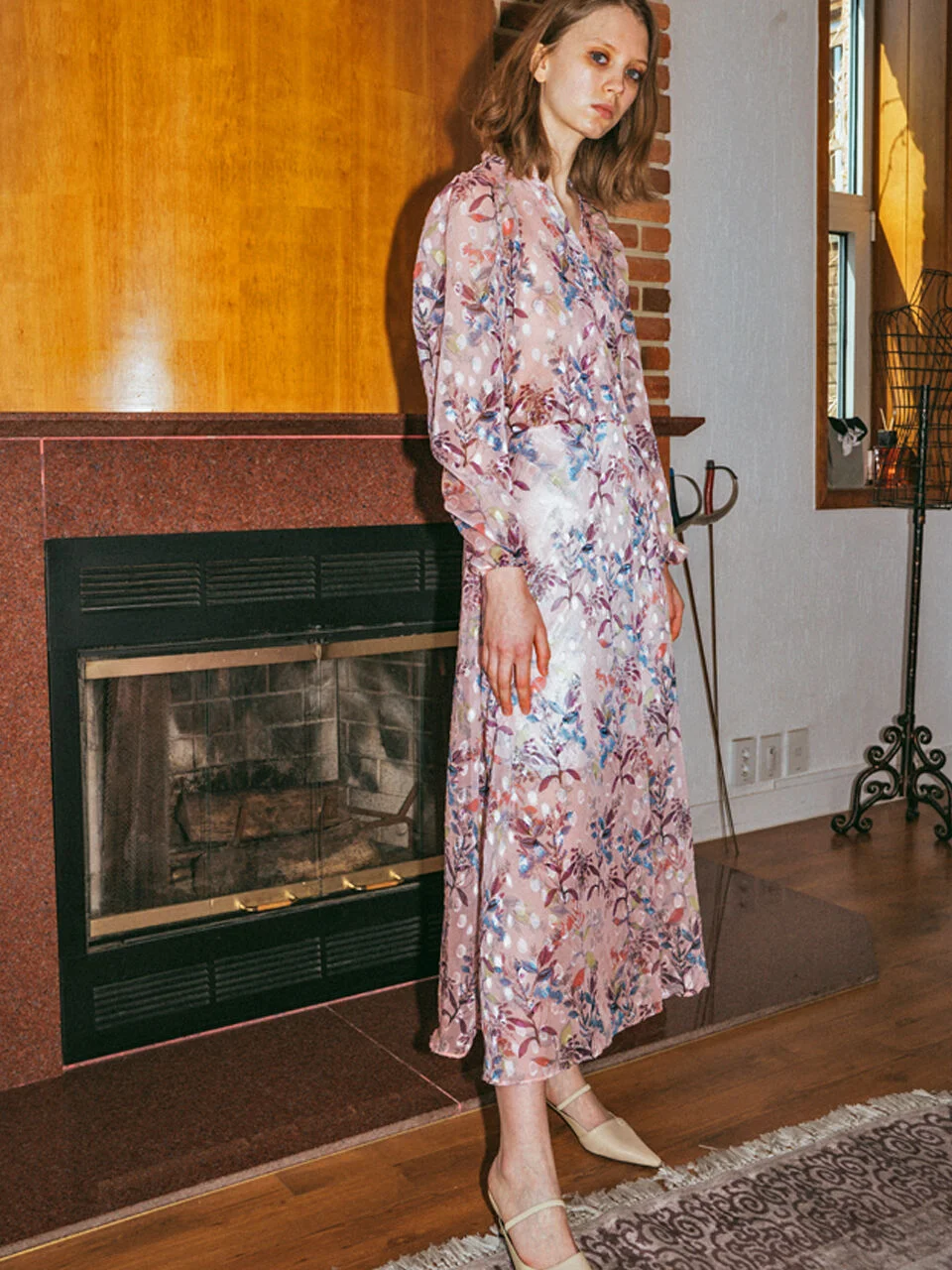 Pink Flower Jacquard Dress