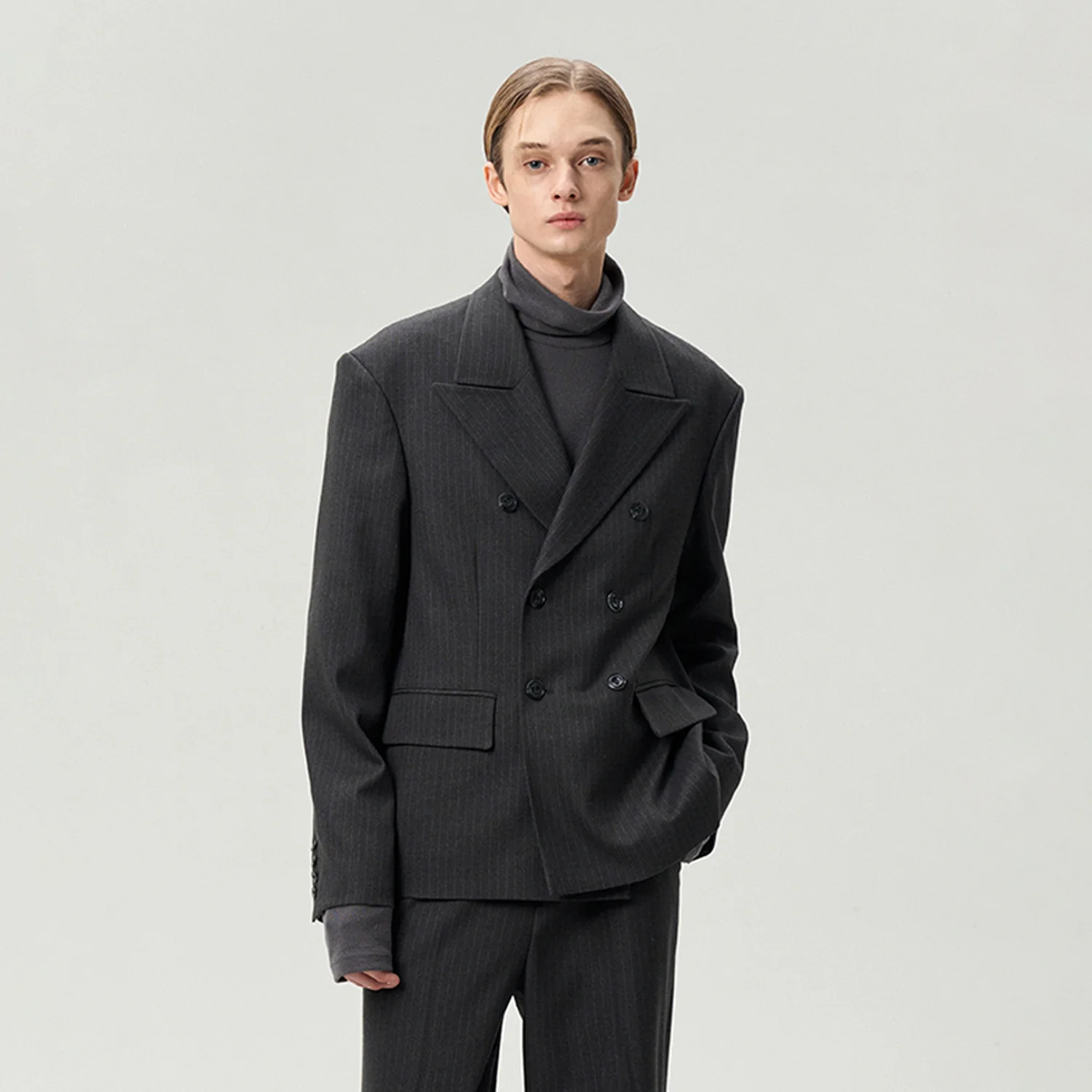 STRIPPED DOUBLE BREASTED JACKET