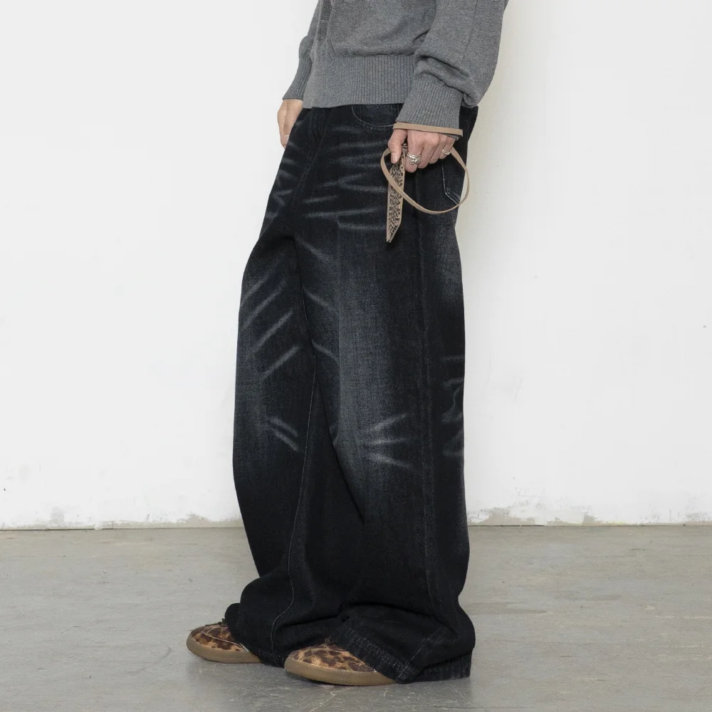 GP110 圖案 龐克 水洗 牛仔褲 (BLACK)