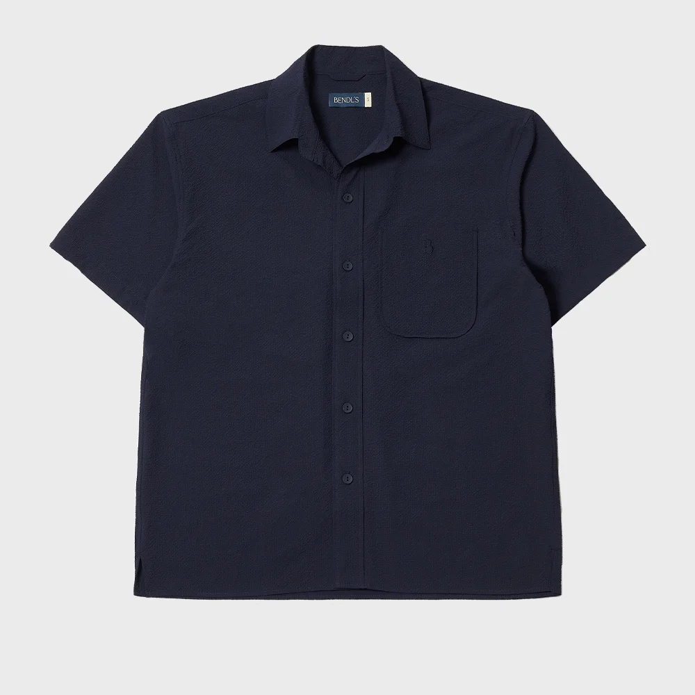 B SEERSUCKER SHIRTS -NAVY