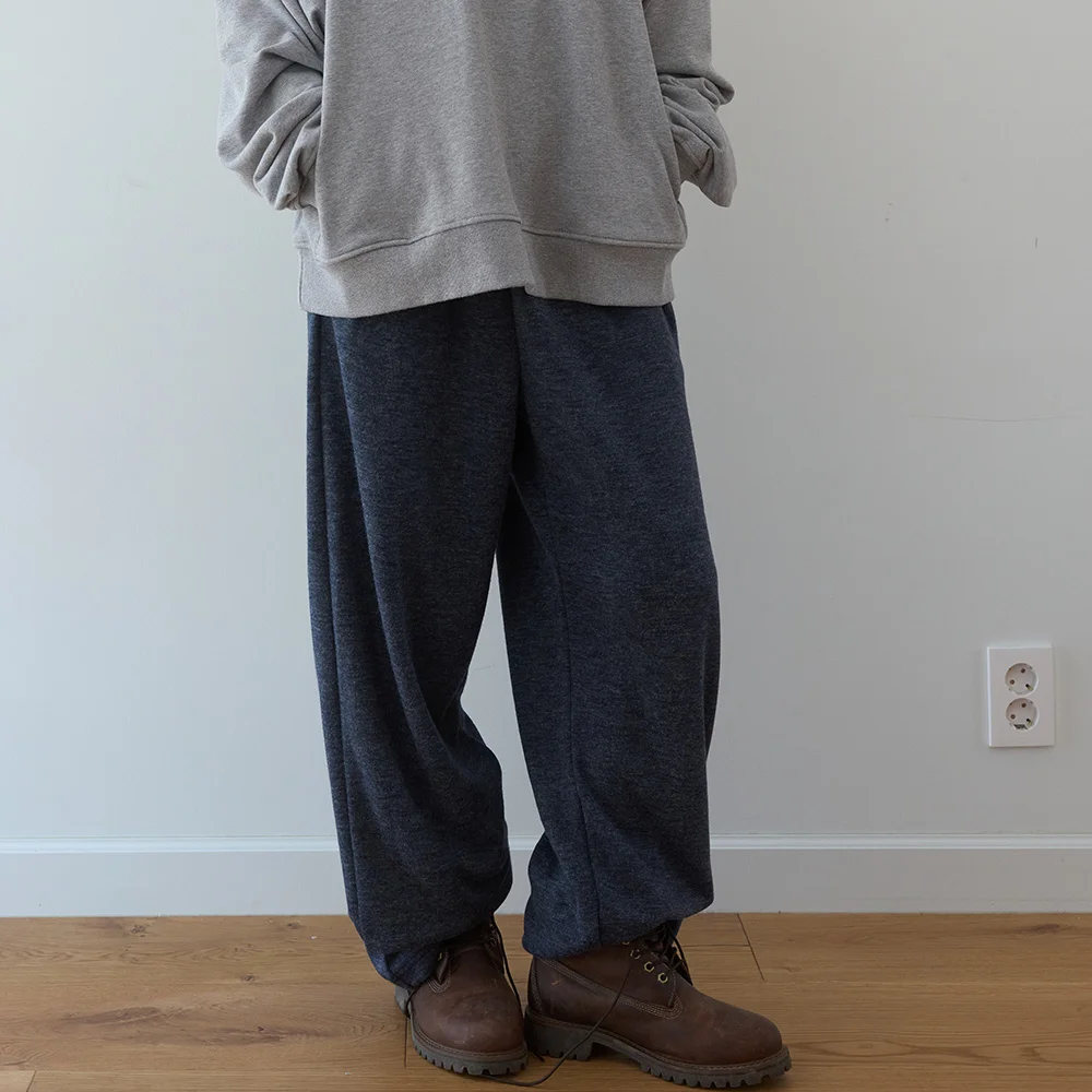 麻花 針織衫 鬆緊帶 褲子 (Dusty Navy)