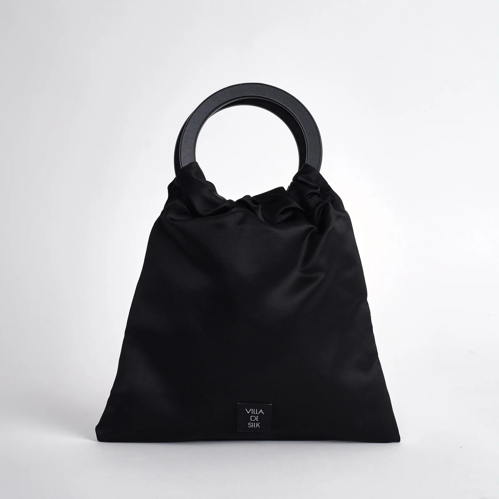 Wood handle silk tote bag 木 Handle 100% 真絲 托特袋