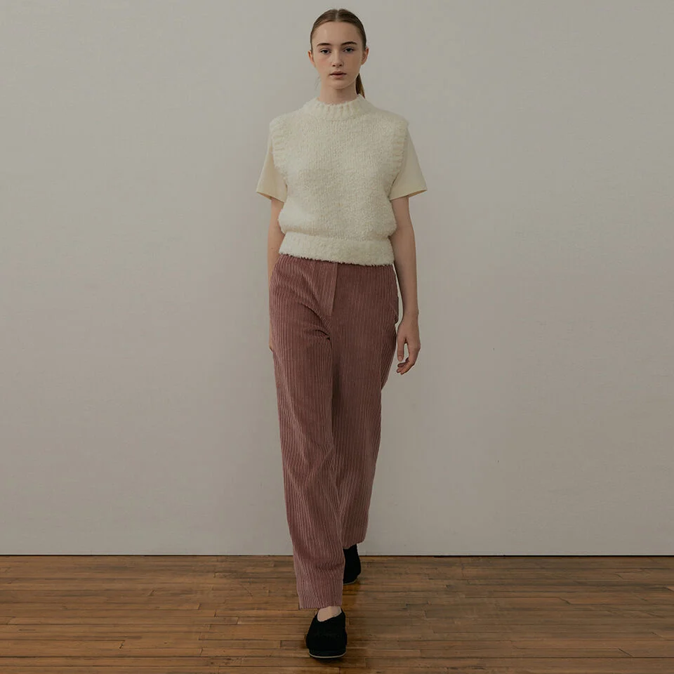 corduroy straight pants (dusty pink)