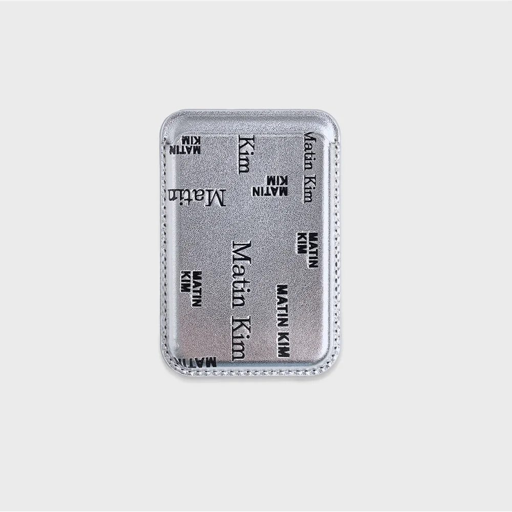 MATIN ALL-OVER LOGO MAGNETIC CARD WALLET IN SILVER
