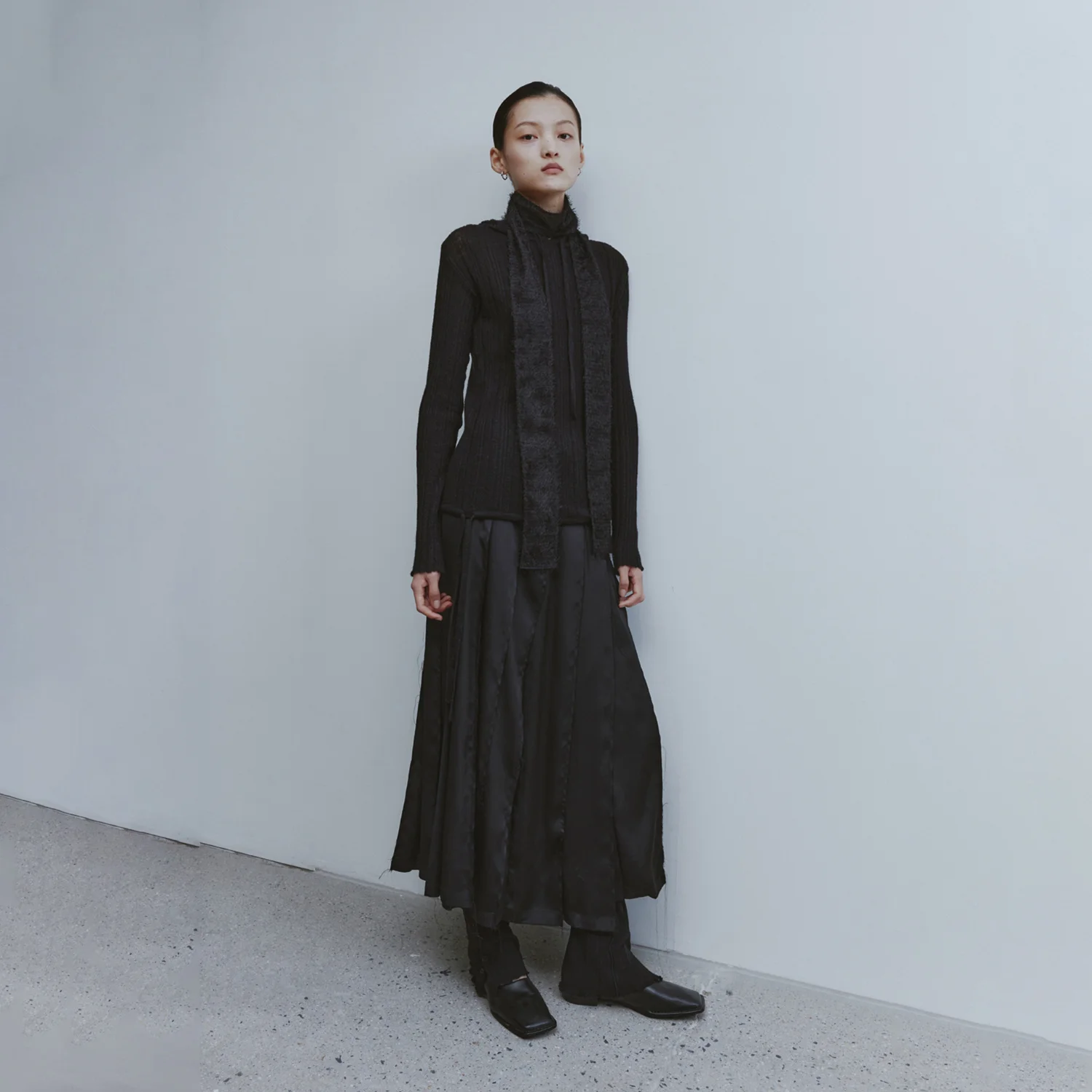Hooded Knit Top - Black