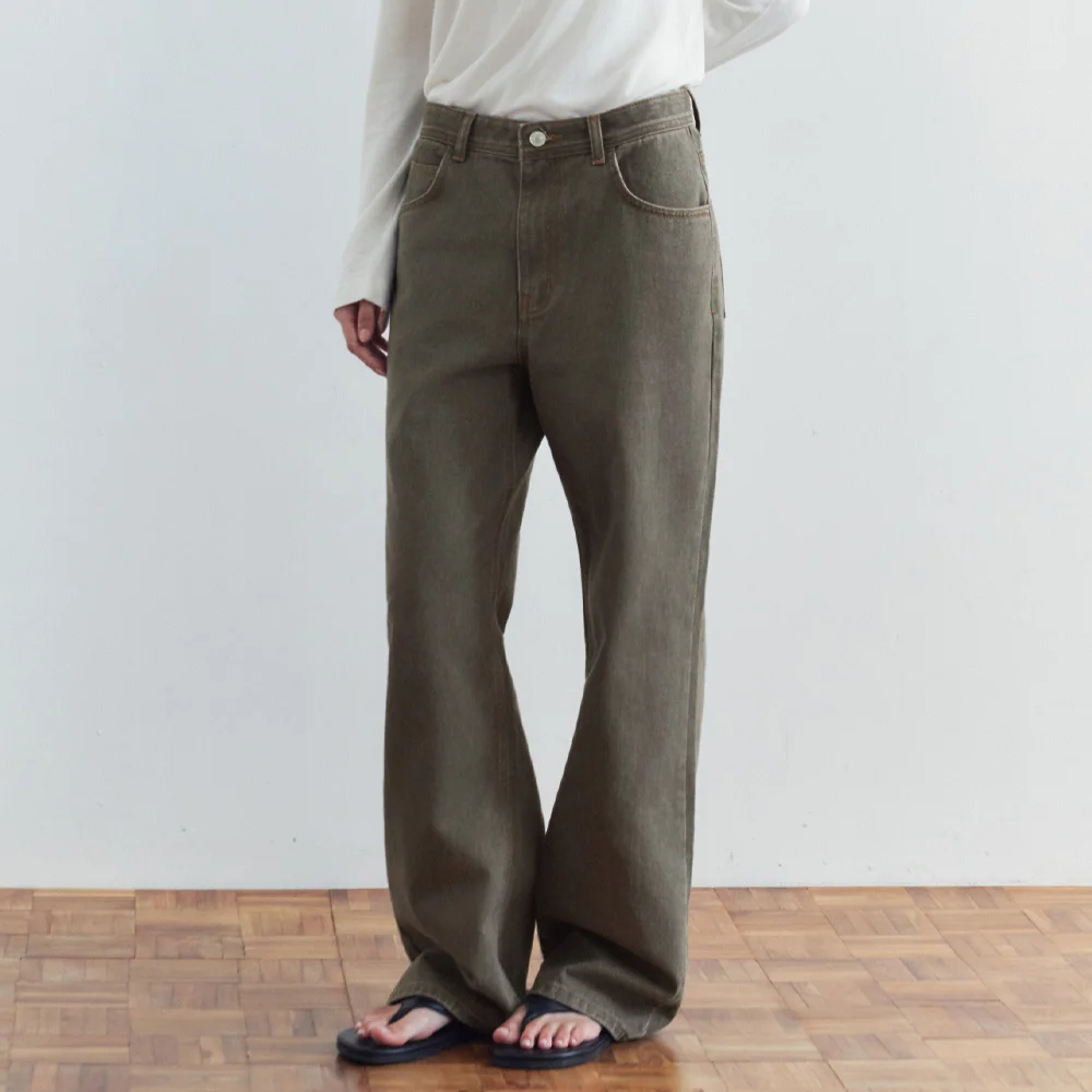 SIJN6118 復古 低腰 寬版 牛仔褲_Vintage brown