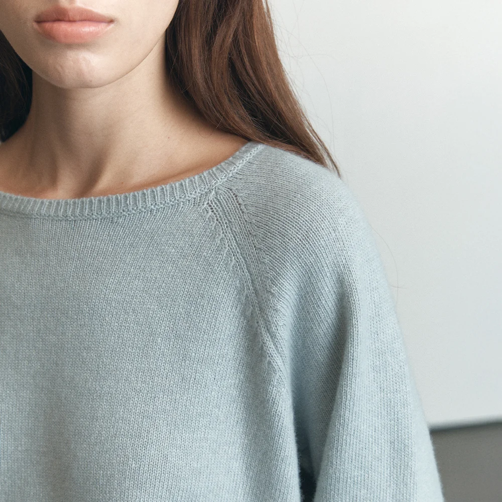 Loose fit merino wool knit _Pale blue