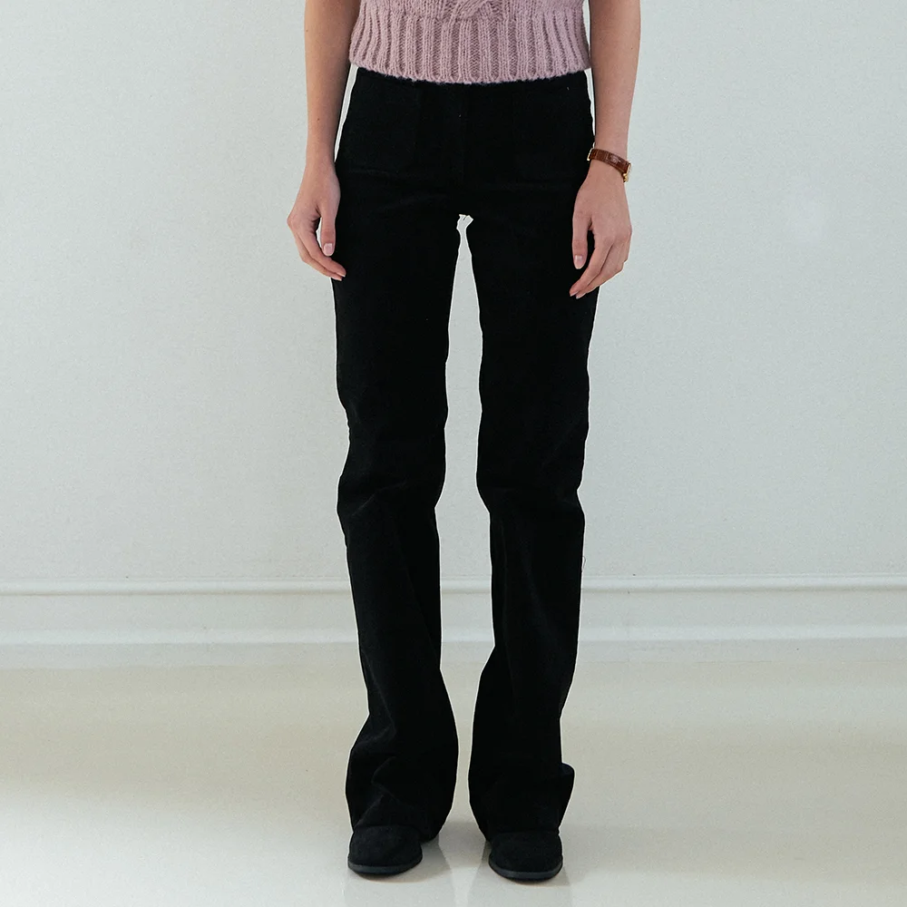 corduroy bootcut pants_black