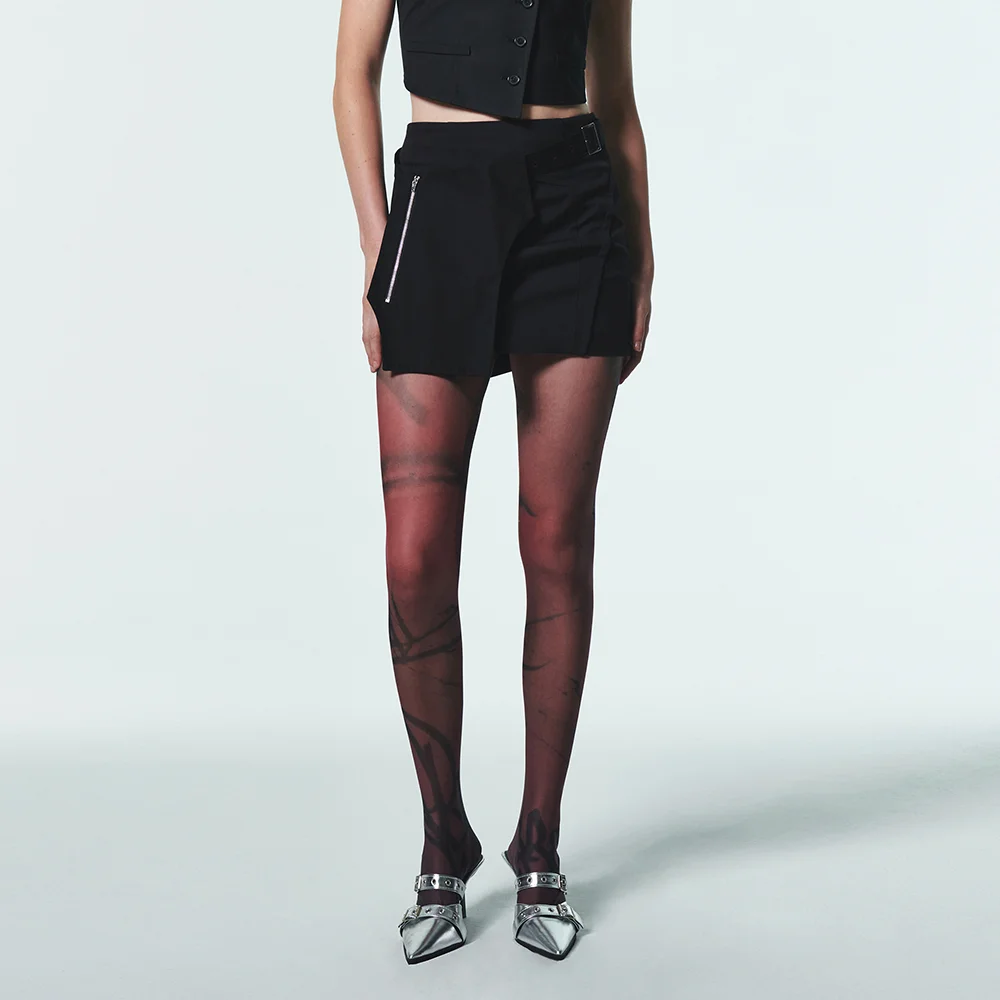 LIP GRAPHIC PRINT STOCKING