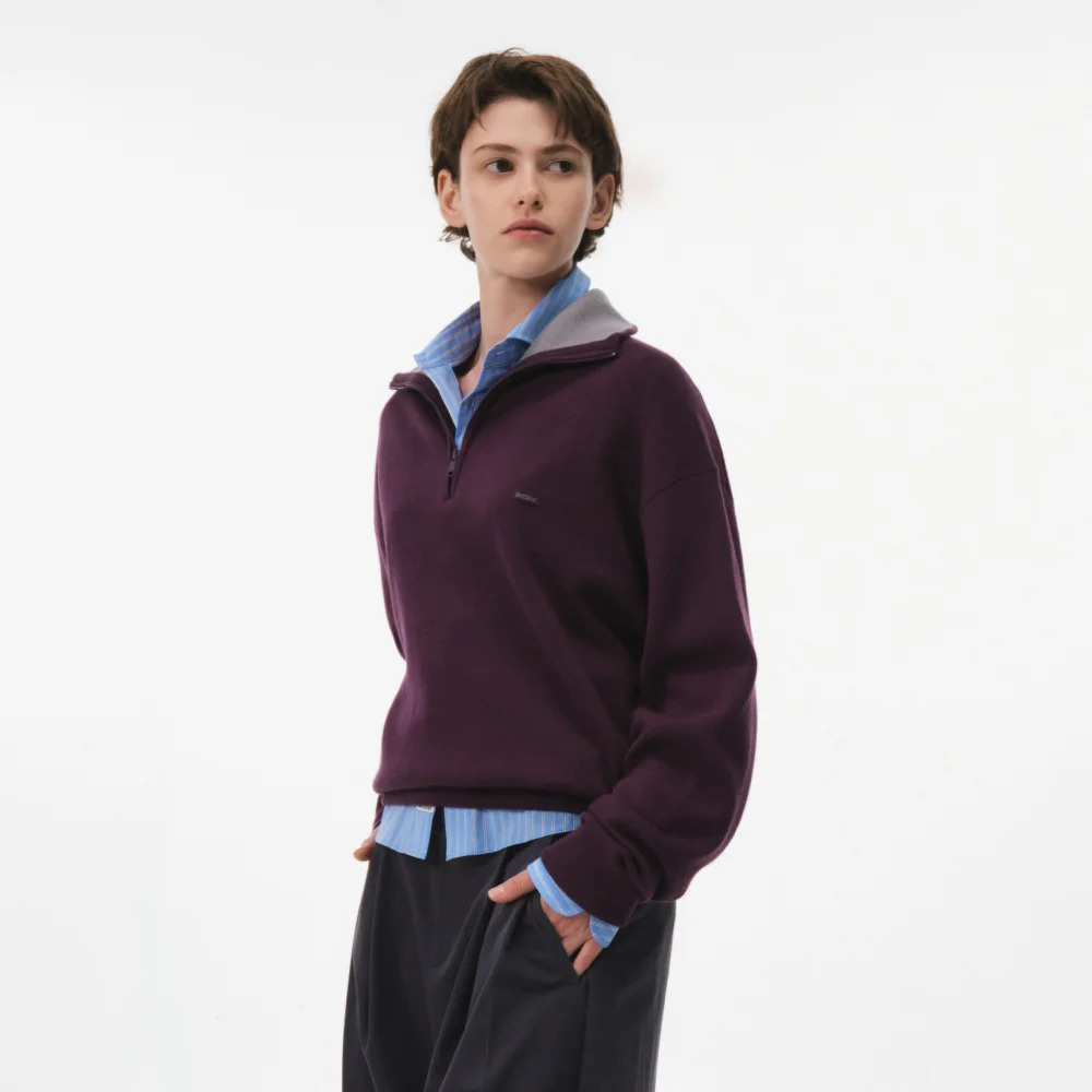 DEVIN HALF ZIP-UP KNIT (PLUM)