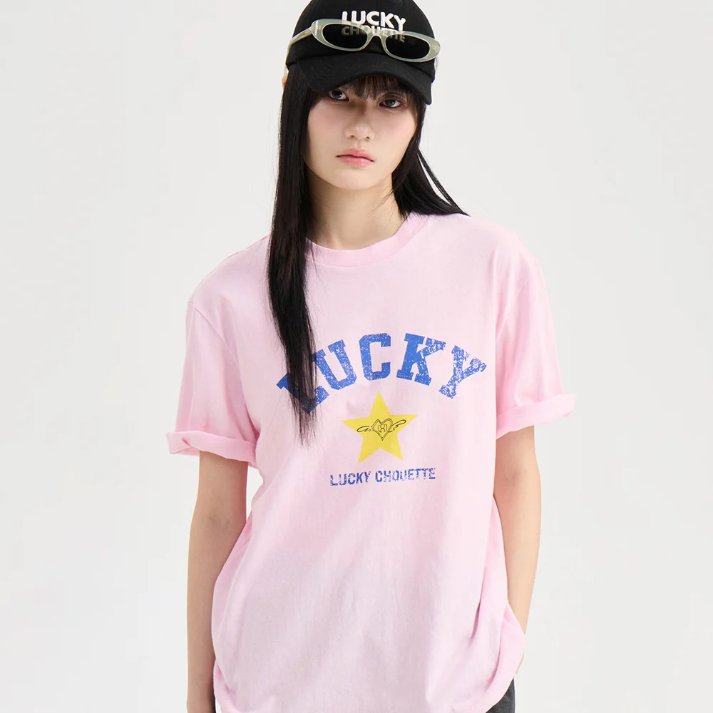 Lettering Point Short Sleeve T-shirt (light pink) LFTAM26260PIL