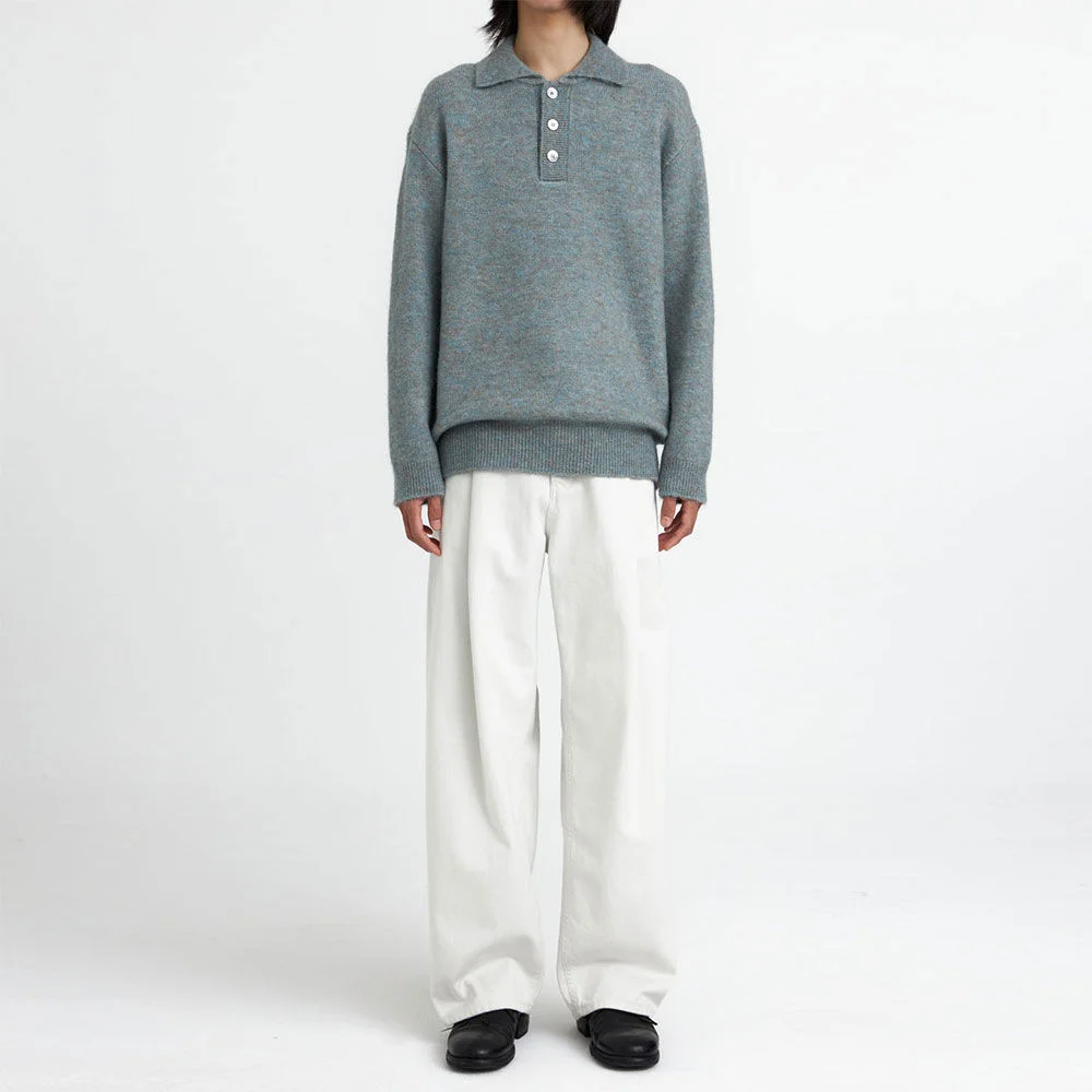 22FW Oversized Knit Collar Sweater Turquoise