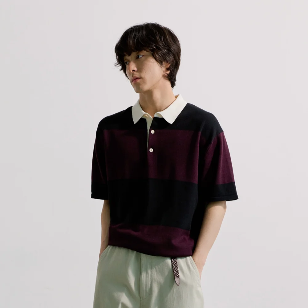 RUGBY COLLAR HALF KNIT
