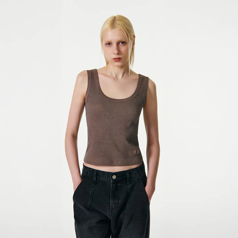GLITTER U-NECK SLEEVELESS TOP