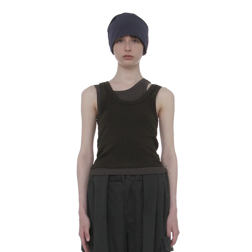 OVERLAY SLEEVELESS_KHAKI BROWN