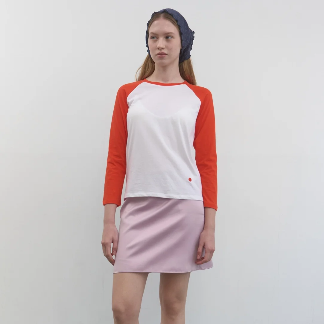 SINGLE RAGLAN T-SHIRT_WHITE/ORANGE