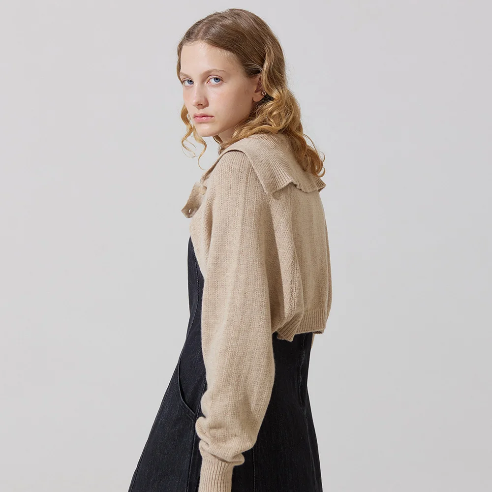Rum sailor collar knit bolero - beige