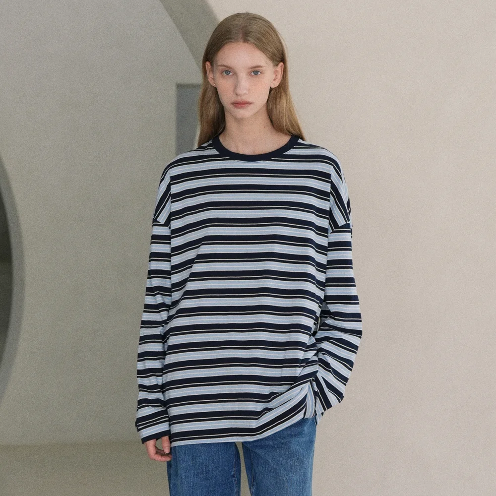 Striped Round T-Shirt (navy)