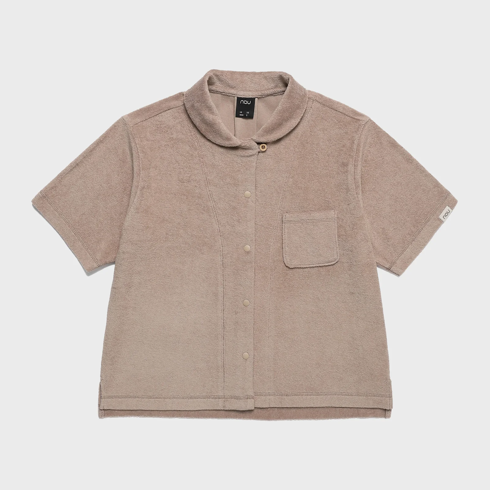 W 有機 毛圈布 短袖襯衫 Taupe