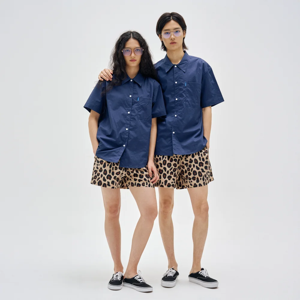 經典 家居服 夏季睡衣 套裝_海軍藍 西裝外套&豹紋 2SIZES