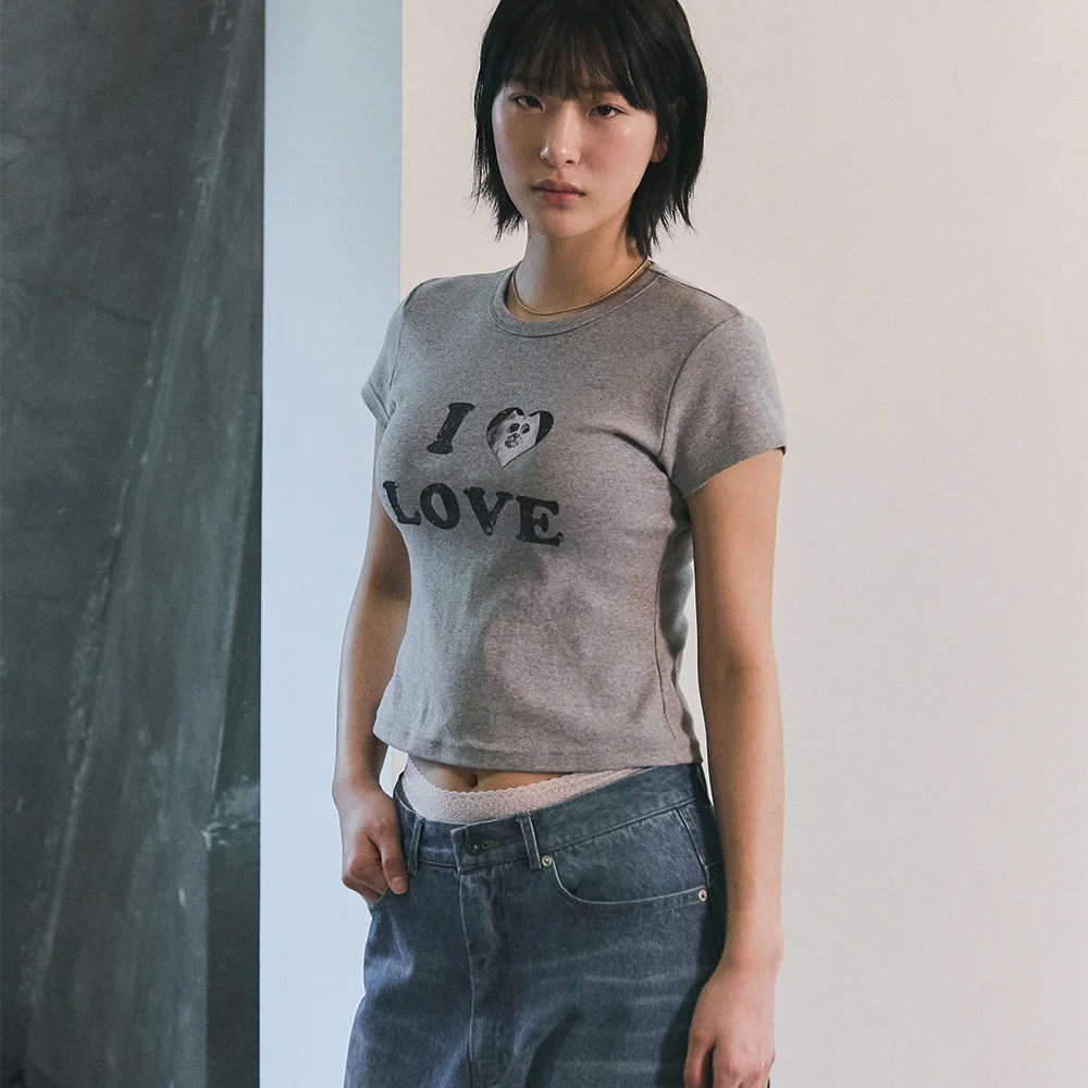 Bluesf I Love Cat crop tee
