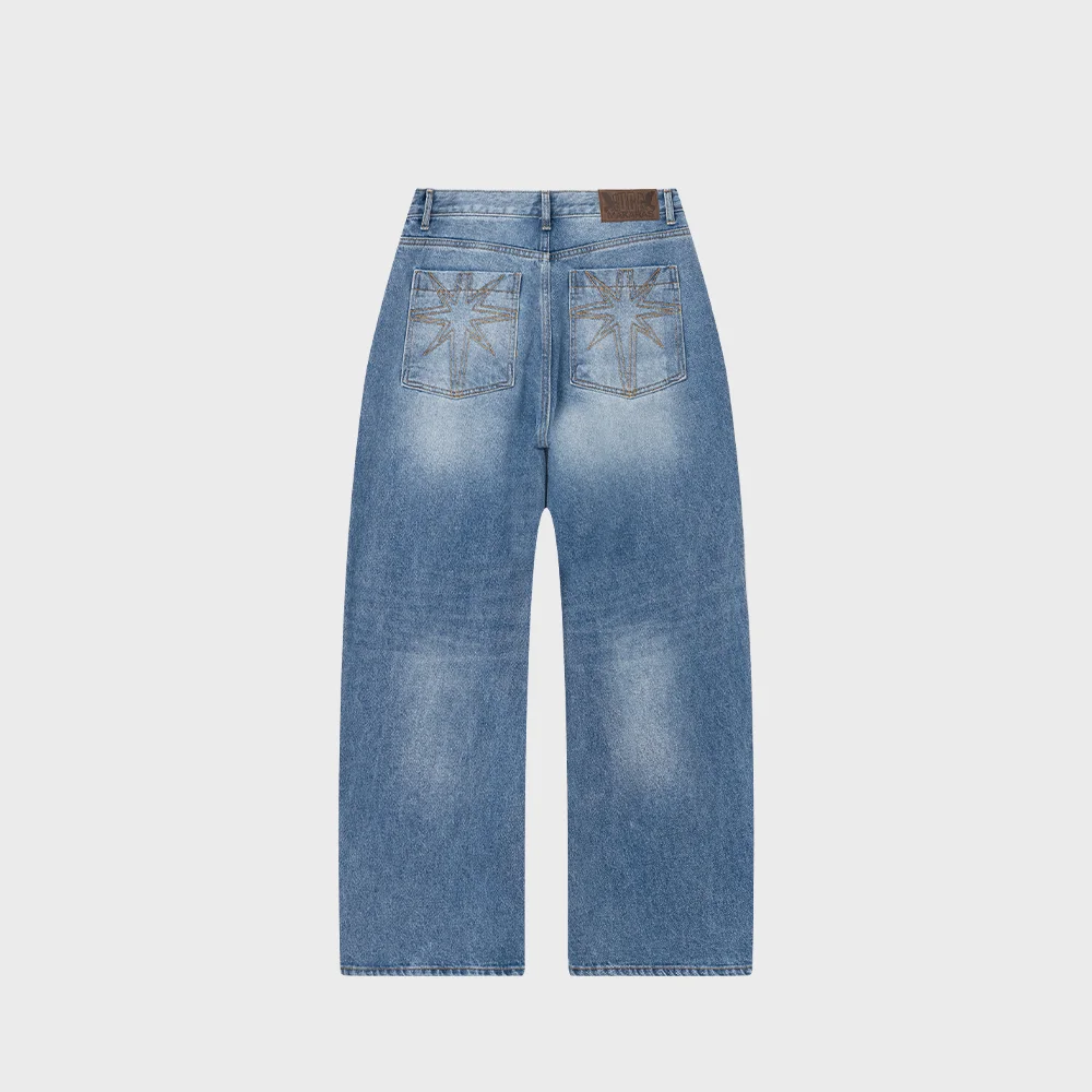Needlework Denim Pants (Blue)