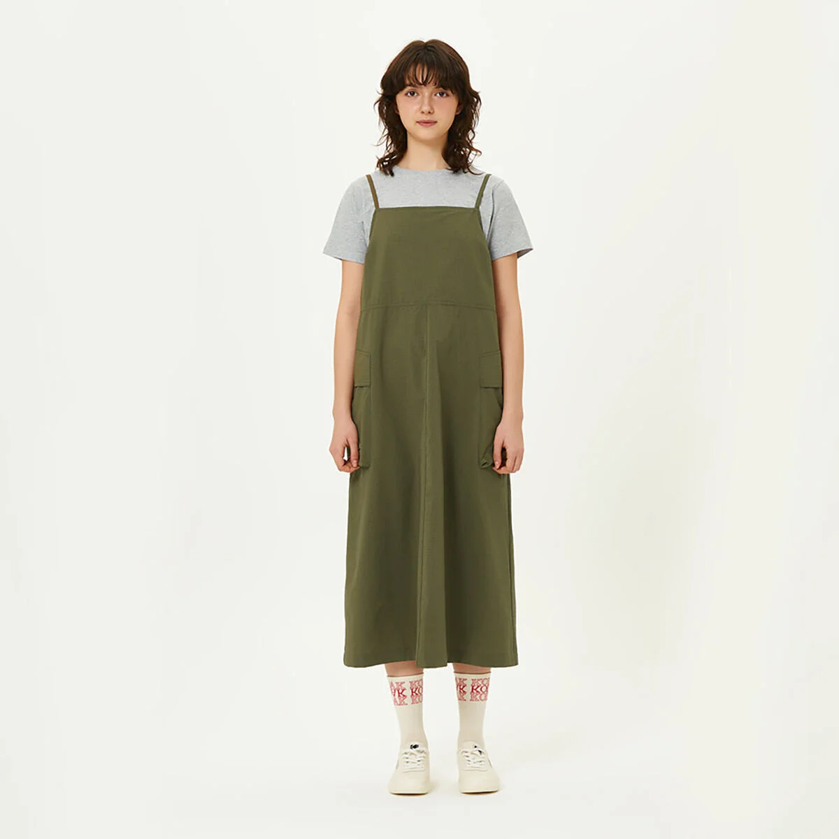 微風 淺 無袖 連衣裙 KHAKI