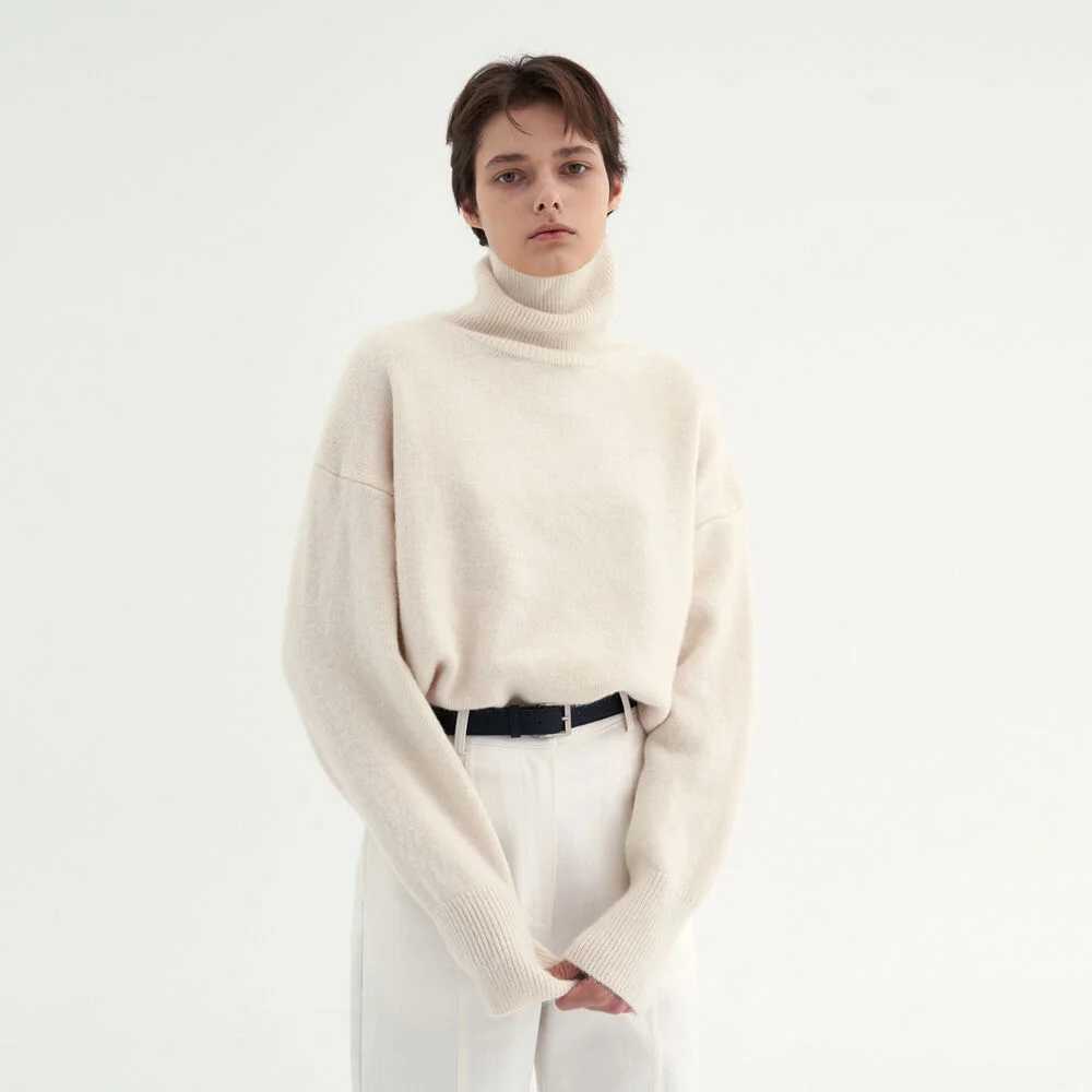 BOLD WOOL TURTLENECK KNIT_IVORY