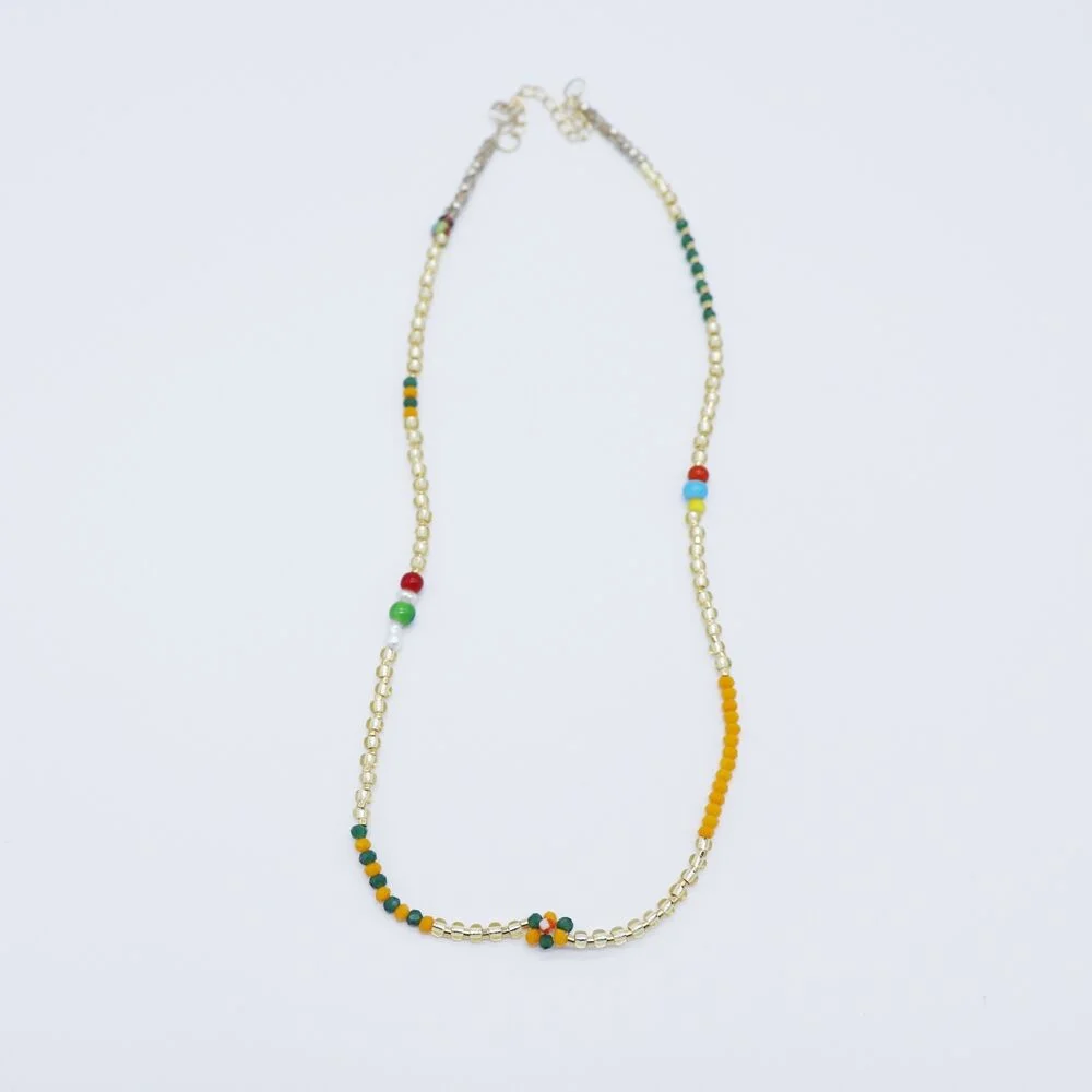 Mini flower multi beads Necklace 花 串珠 淡水珍珠 頸鏈領 頸鏈