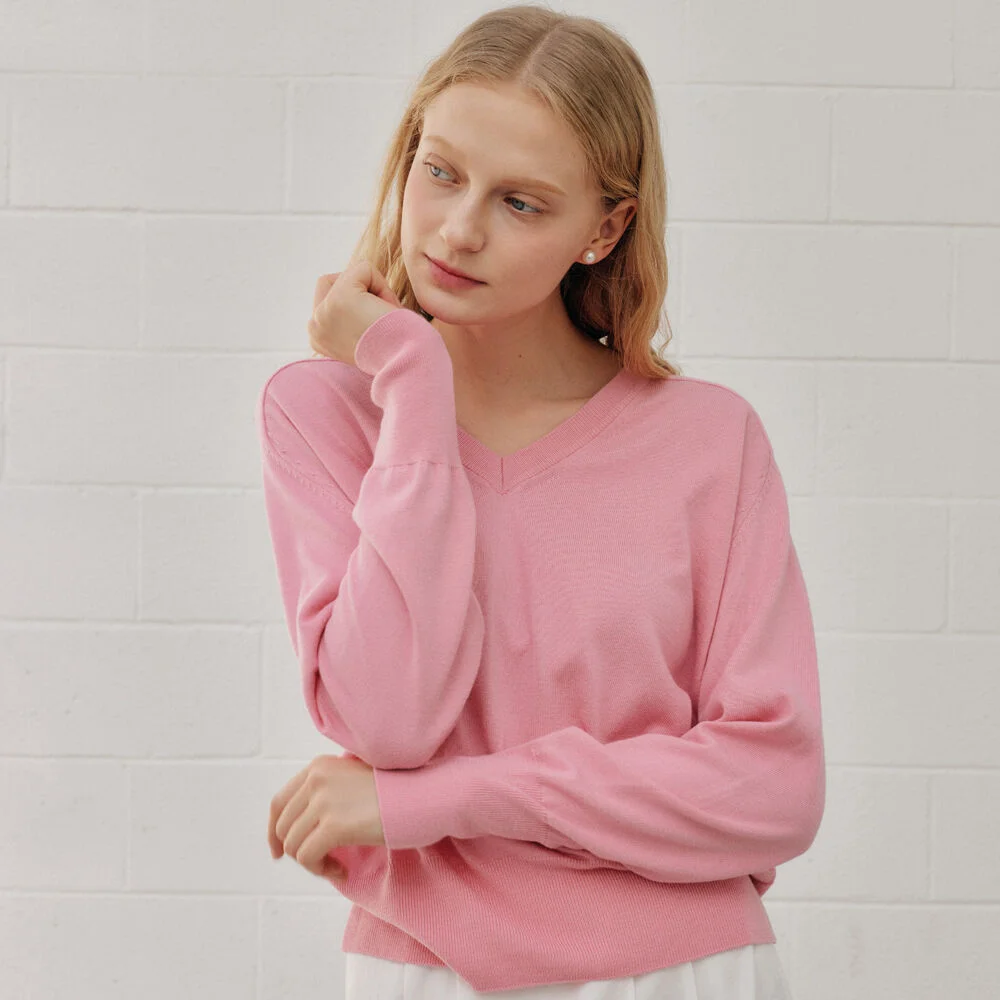 V LINE KNIT_PINK