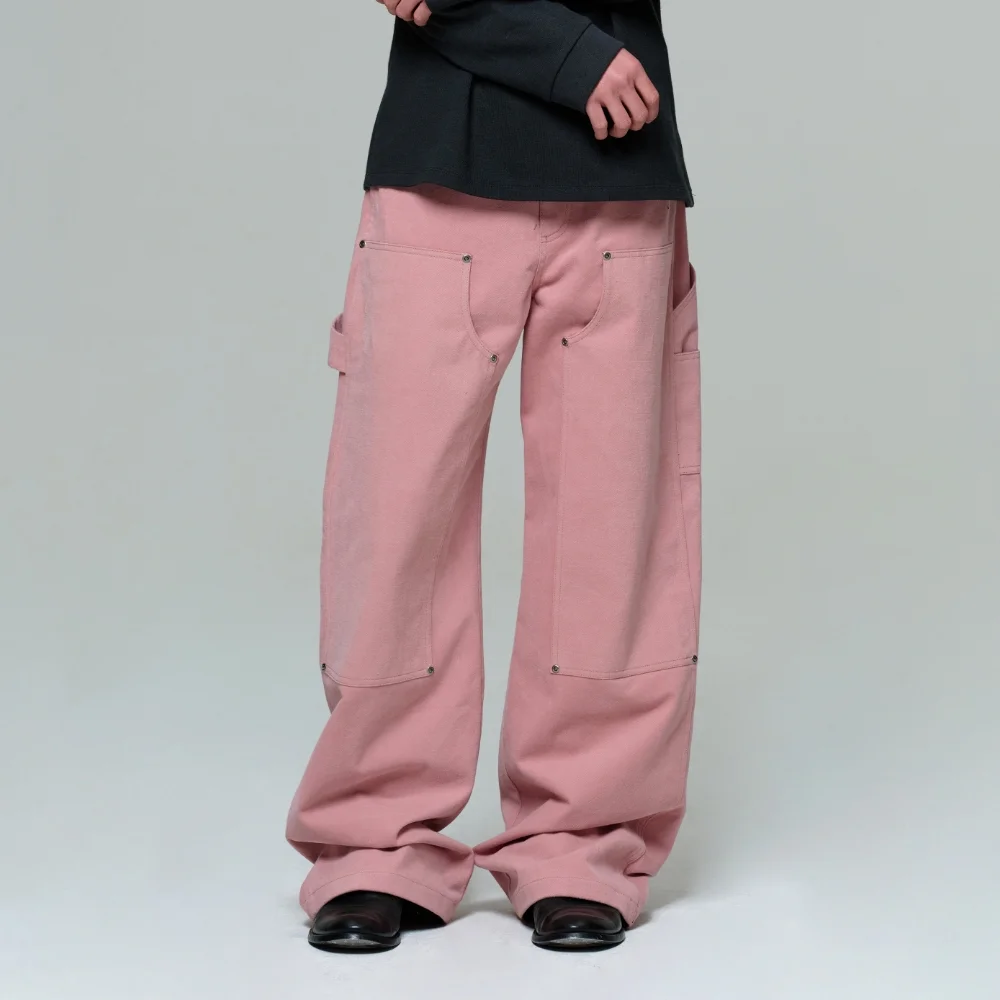 MEN WIDE CARPENTER PANTS - DUSTY PINK